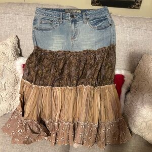 Mudd Y2K midi skirt with denim waist